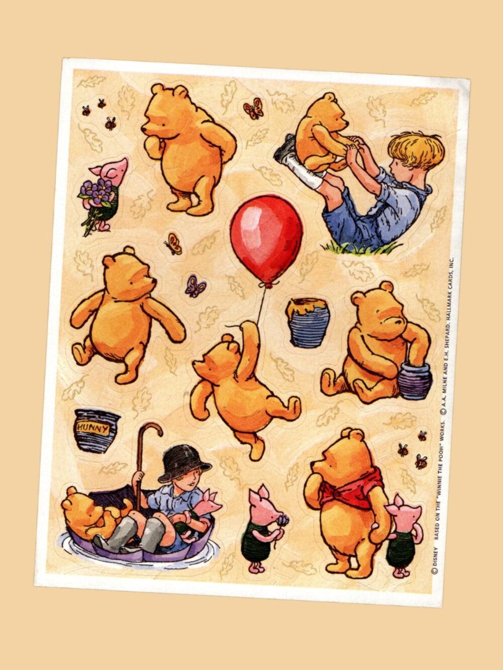 Hallmark Classic Winnie the Pooh Vintage Sticker Sheet